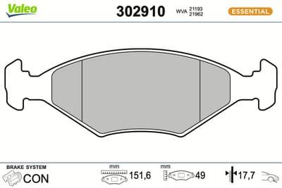 Juego de balatas de freno VALEO 302910