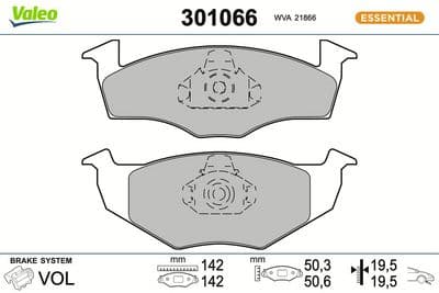 Juego de balatas de freno VALEO 301066