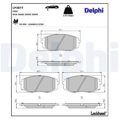 Juego de balatas de freno DELPHI LP3877