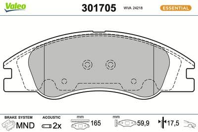 Juego de balatas de freno VALEO 301705