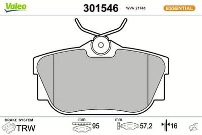 Juego de balatas de freno VALEO 301546