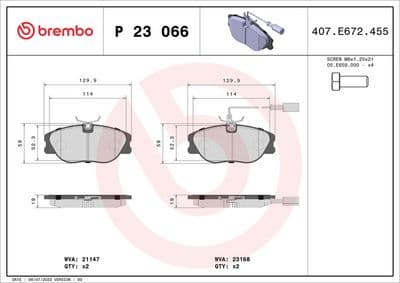 Juego de balatas de freno BREMBO P 23 066