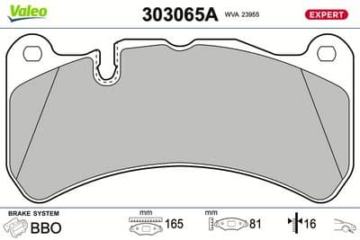 Juego de balatas de freno VALEO 303065A