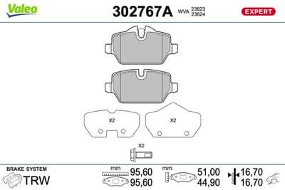 Juego de balatas de freno VALEO 302767A