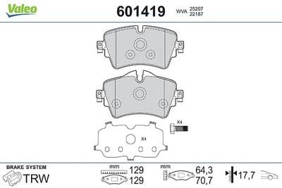 Juego de balatas de freno VALEO 601419