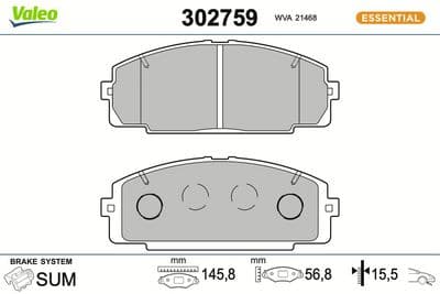Juego de balatas de freno VALEO 302759