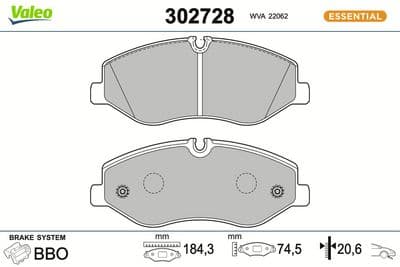 Juego de balatas de freno VALEO 302728