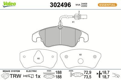 Juego de balatas de freno VALEO 302496