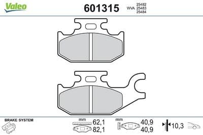 Juego de balatas de freno VALEO 601315