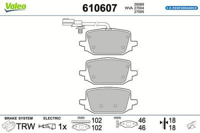 Juego de balatas de freno VALEO 610607