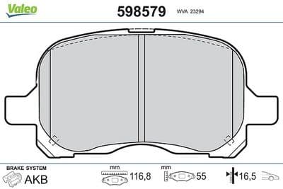 Juego de balatas de freno VALEO 598579