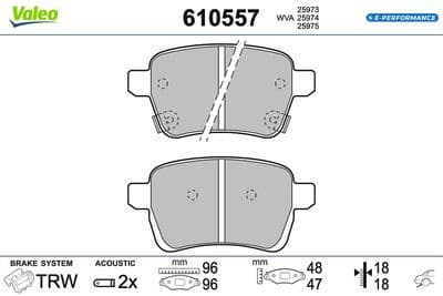 Juego de balatas de freno VALEO 610557
