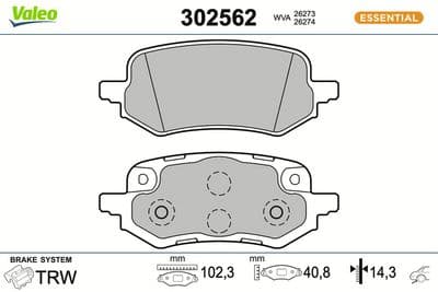 Juego de balatas de freno VALEO 302562