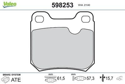 Juego de balatas de freno VALEO 598253