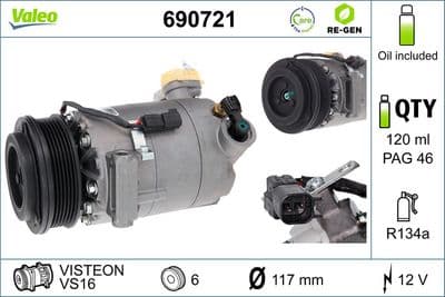 Compresor, aire acondicionado VALEO 690721