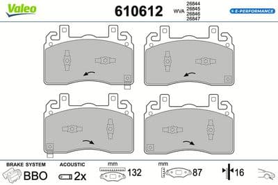 Juego de balatas de freno VALEO 610612