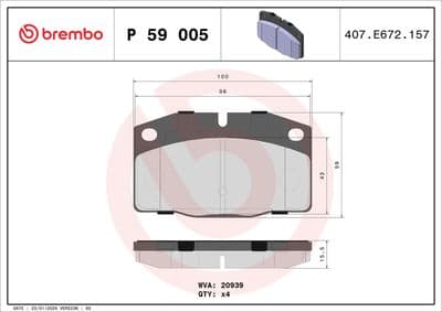 Juego de balatas de freno BREMBO P 59 005
