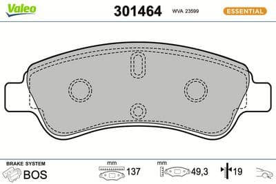 Juego de balatas de freno VALEO 301464