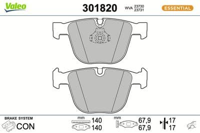 Juego de balatas de freno VALEO 301820