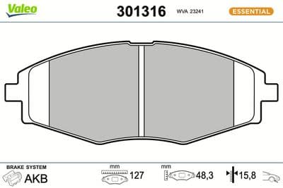 Juego de balatas de freno VALEO 301316