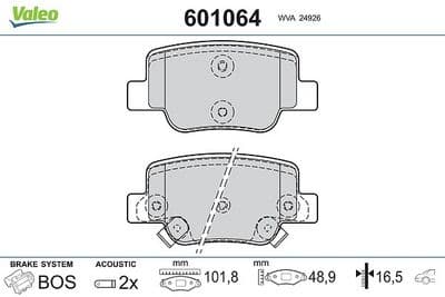 Juego de balatas de freno VALEO 601064