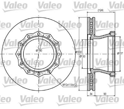 Disco de freno VALEO 187056