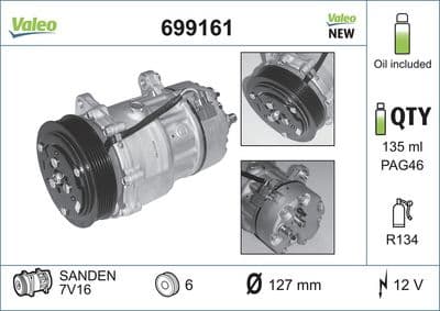 Compresor, aire acondicionado VALEO 699161