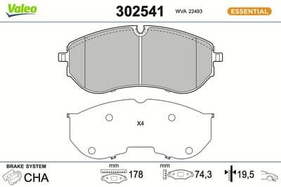 Juego de balatas de freno VALEO 302541