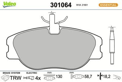 Juego de balatas de freno VALEO 301064