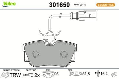 Juego de balatas de freno VALEO 301650