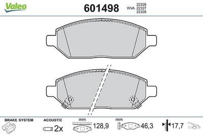 Juego de balatas de freno VALEO 601498
