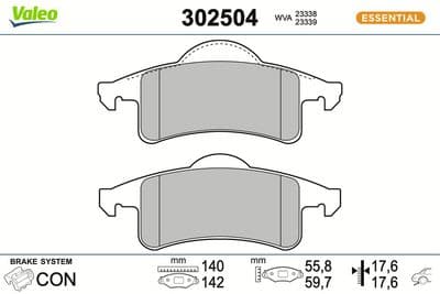 Juego de balatas de freno VALEO 302504