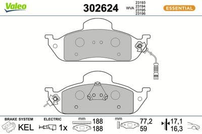 Juego de balatas de freno VALEO 302624
