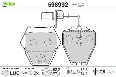 Juego de balatas de freno VALEO 598992