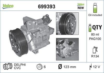 Compresor, aire acondicionado VALEO 699393