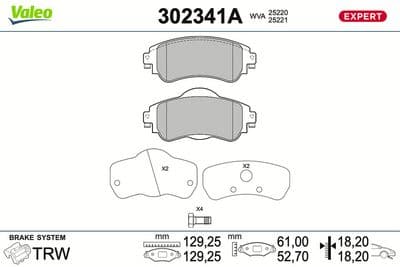 Juego de balatas de freno VALEO 302341A