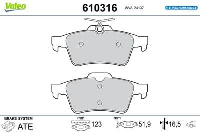 Juego de balatas de freno VALEO 610316