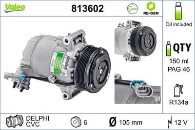 Compresor, aire acondicionado VALEO 813602