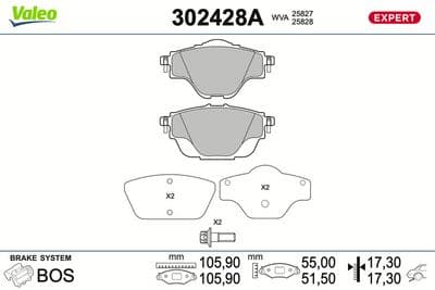 Juego de balatas de freno VALEO 302428A