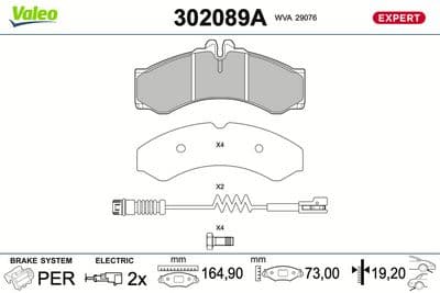 Juego de balatas de freno VALEO 302089A