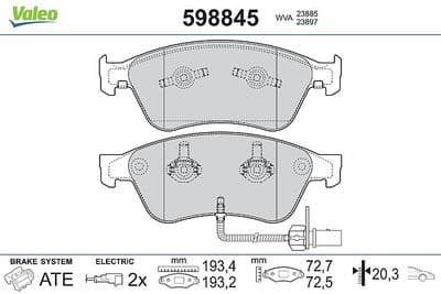 Juego de balatas de freno VALEO 598845
