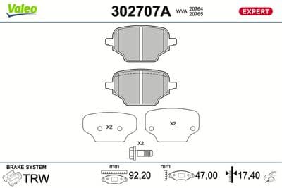 Juego de balatas de freno VALEO 302707A