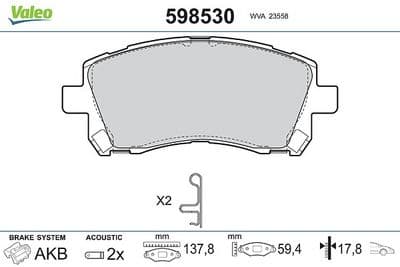 Juego de balatas de freno VALEO 598530