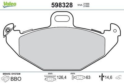 Juego de balatas de freno VALEO 598328