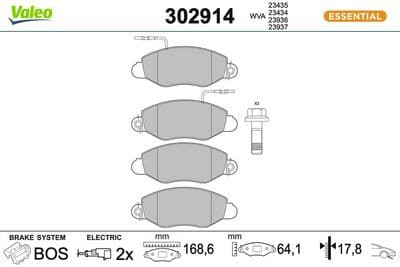 Juego de balatas de freno VALEO 302914