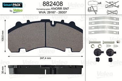 Juego de balatas de freno VALEO 882408
