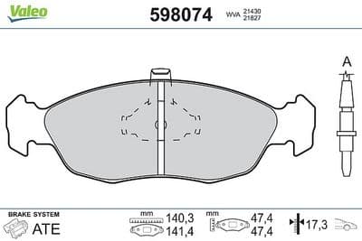 Juego de balatas de freno VALEO 598074