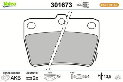 Juego de balatas de freno VALEO 301673