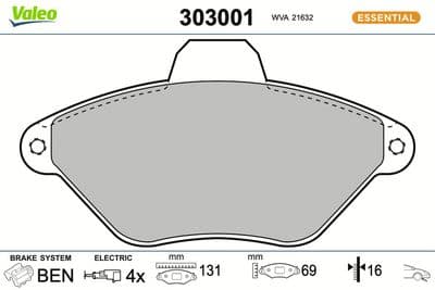 Juego de balatas de freno VALEO 303001