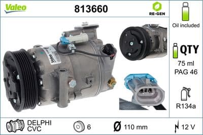 Compresor, aire acondicionado VALEO 813660